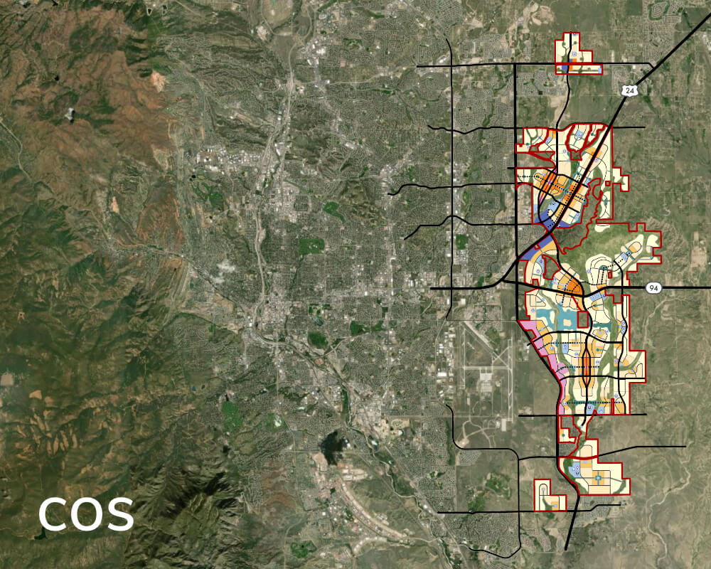 Map graphic of planned Colorado Springs expansions